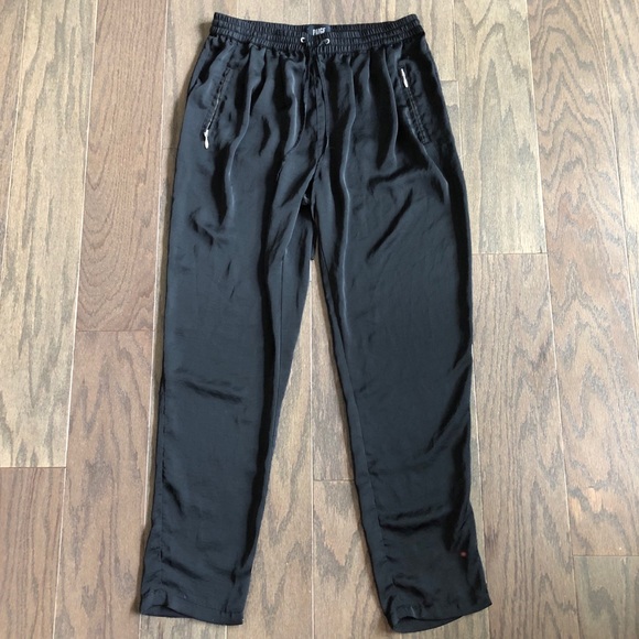 black silky joggers